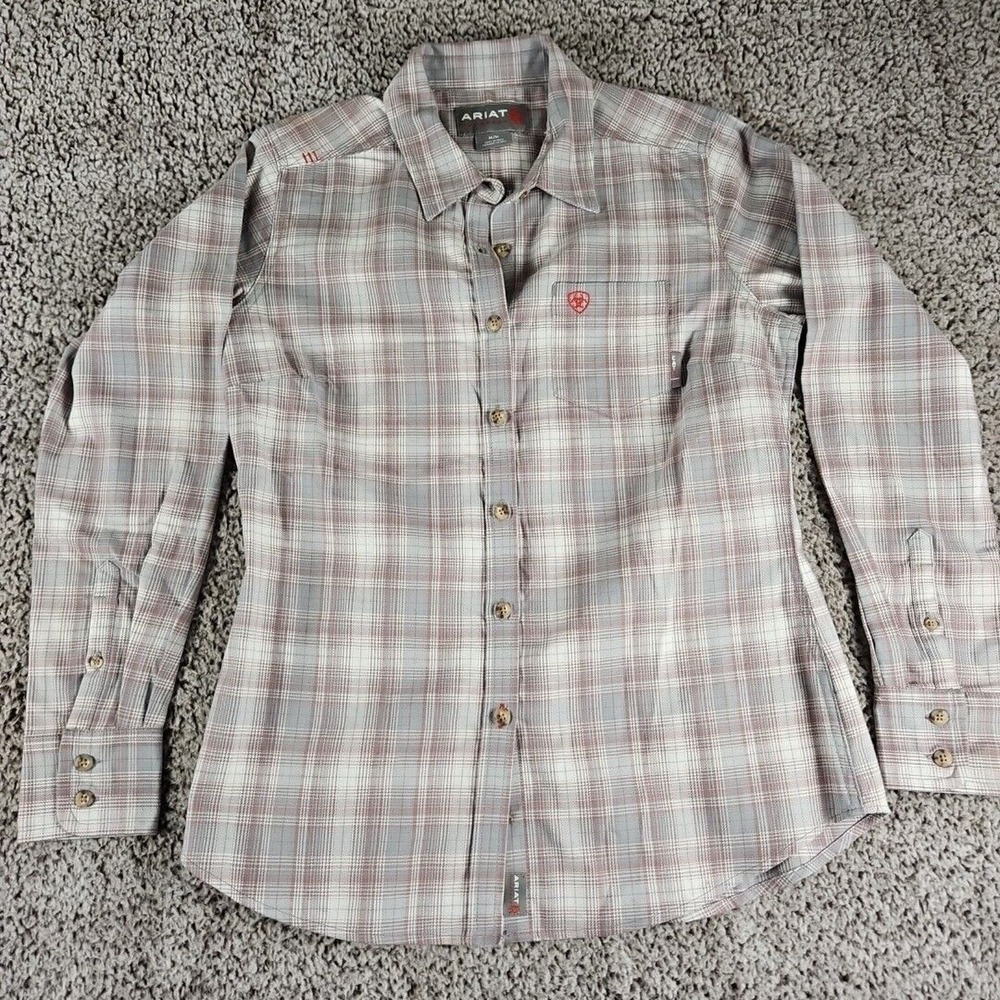 Ariat FR Shirt Womens Size Medium Plaid Button Up Long Sleeve Flame Resistant
